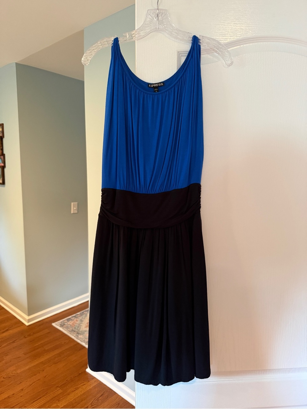 Express Royal Blue and Black Sleeveless Midi Dress